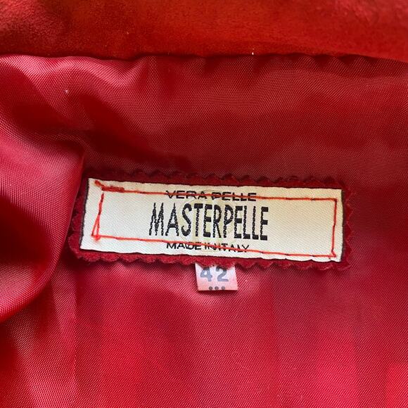 Vera Pelle Masterpelle Handcrafted Italian Cherry Red Suede Italy Leather Jacket - Picture 10 of 13